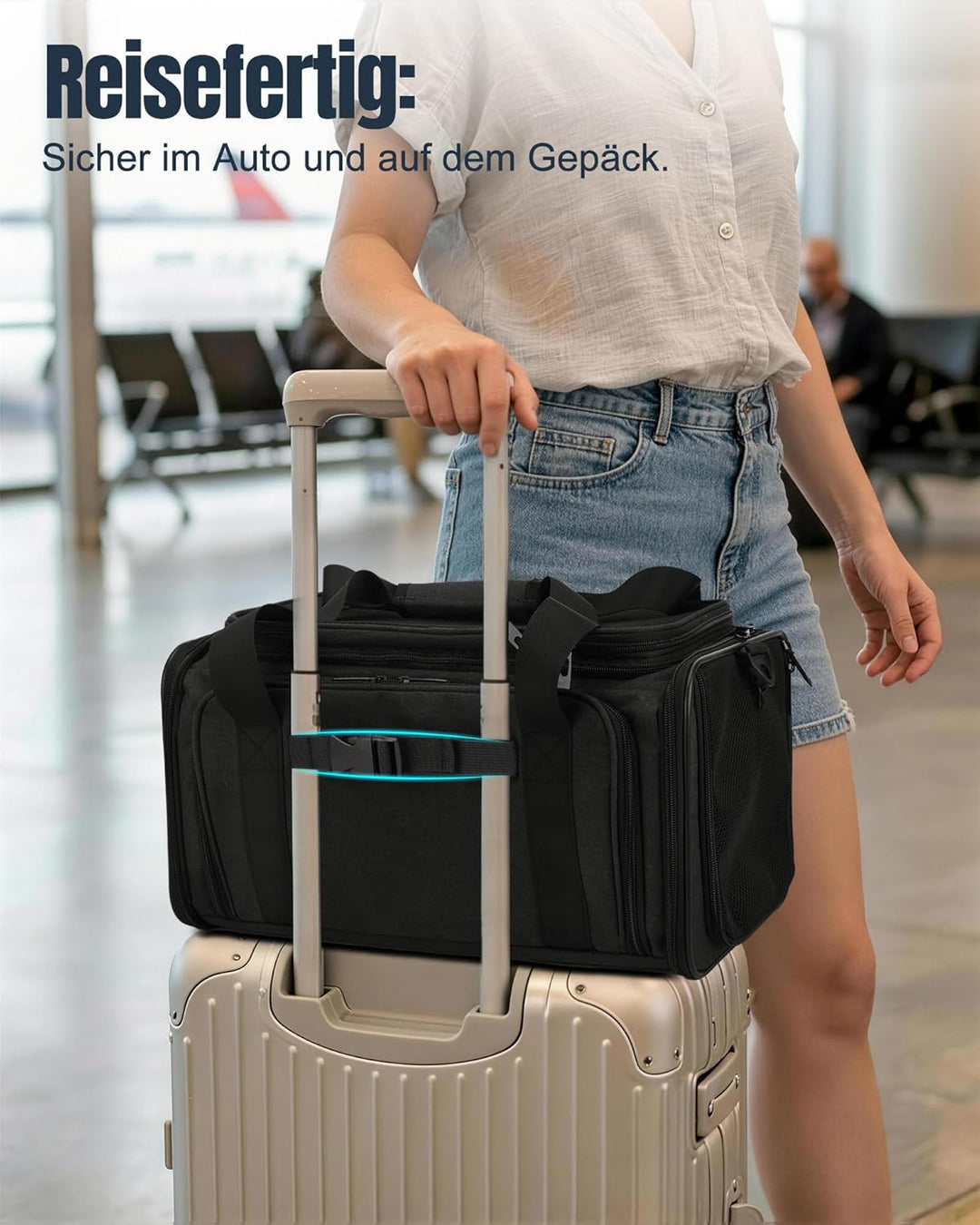 apollo walker Katzentasche Flugzeug, Faltbare Haustier Transporttasche mit Stabilem Halt, Leichte &