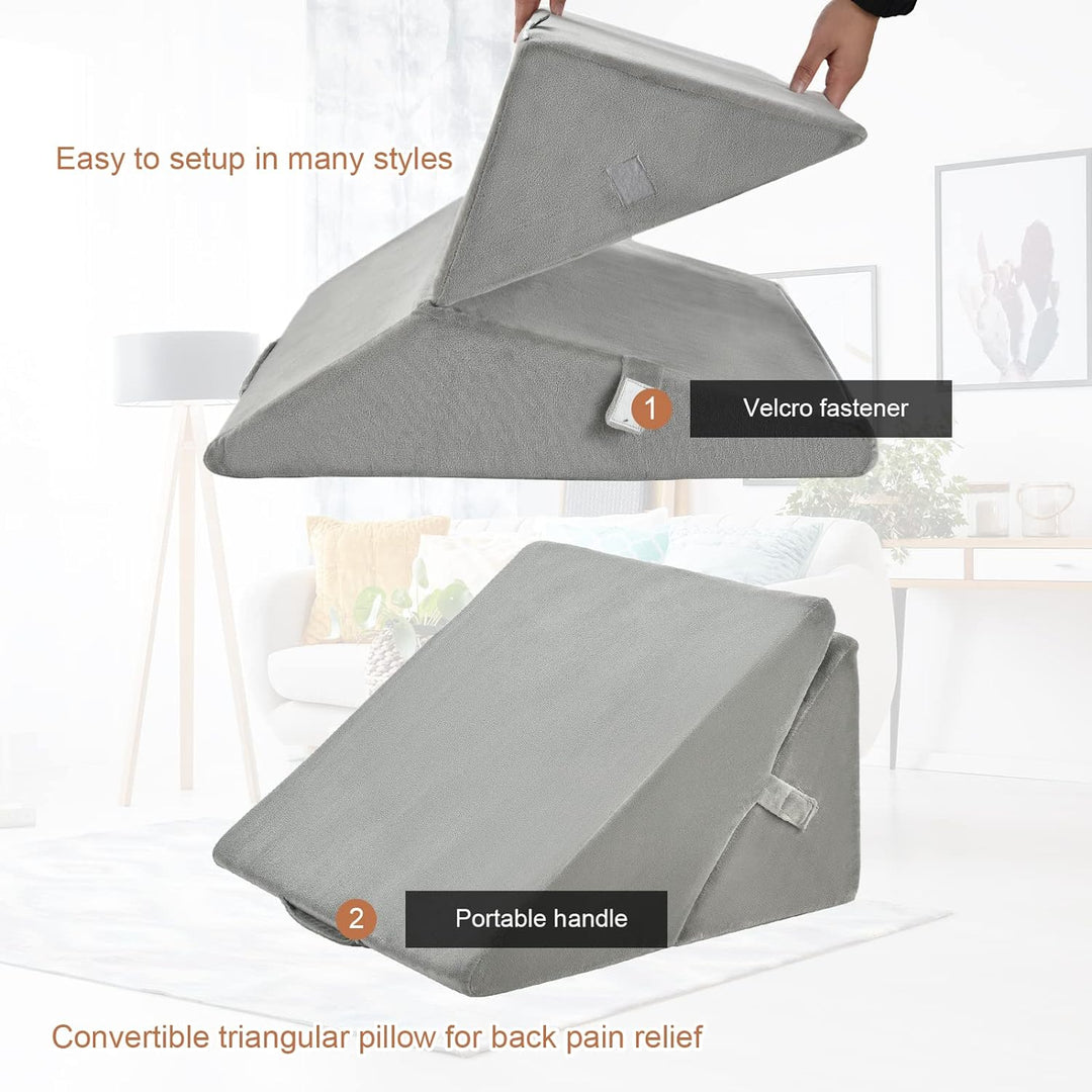 GIANTEX Keilkissen Bett Multifunktions-Keilkissen, Rückenkissen Memory Foam, Bücherkissen Lesekissen