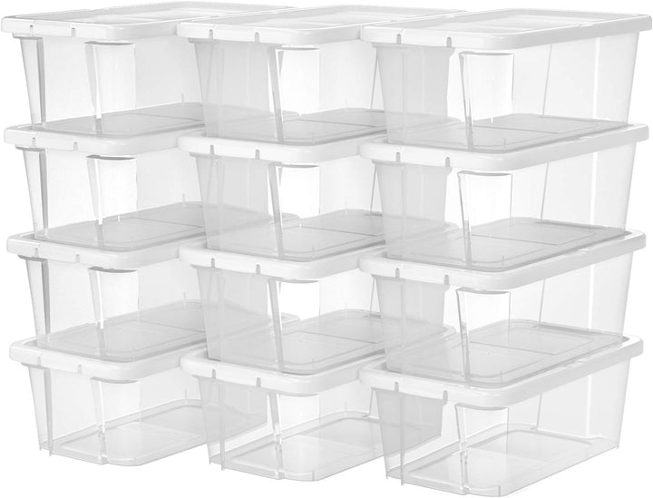 SONGMICS 12er Set Schuhboxen Aufbewahrungsboxen , Schuhaufbewahrung Speicherbox Transparent Mit Deck