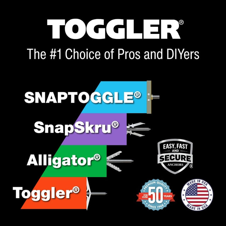 TOGGLER Snaptoggle Trockenbaudübel mit mitgelieferten Schrauben für 1/4-20 Befestigungsgrösse; hält