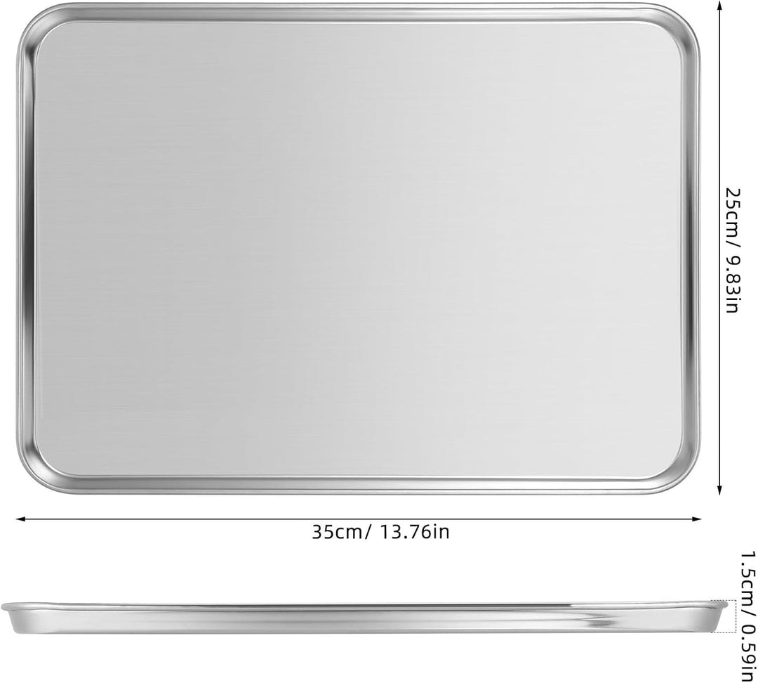 TOYANDONA Rechteckiger Edelstahl Snackteller 35X25cm Flaches Serviertablett für Bbq und Desserts Lei
