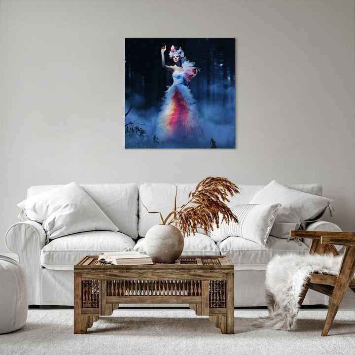 Bilder auf Leinwand Frau Geheimnis Nacht Wald Leinwandbild 60x60cm Wandbilder Dekoration Wohnzimmer