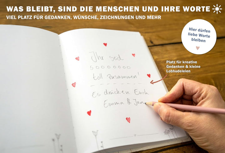Eine der Guten Gästebuch für Hochzeit, Geburtstag und Ferienwohnung, Creme | 144 blanko Seiten, Hard