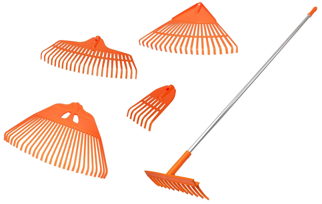 KOTARBAU® Set 5-teilig - Laubrechen Kunststoff - Rechen für Herbstlaub &amp; Gras - Fächerbesen - mit Al
