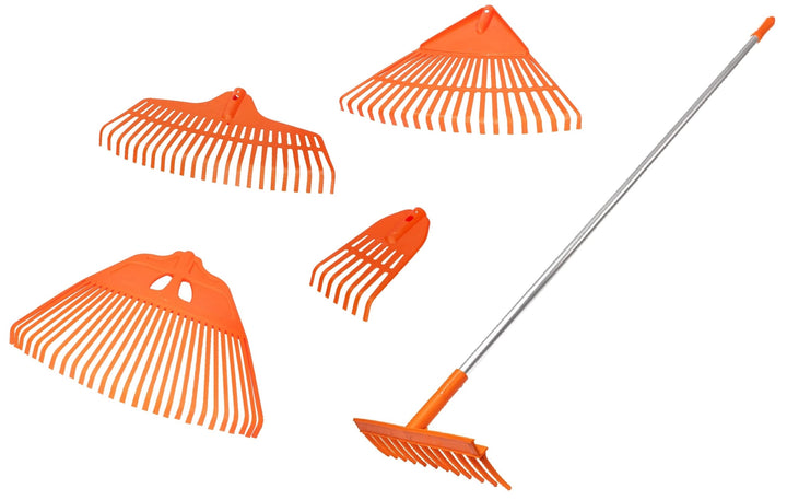 KOTARBAU® Set 5-teilig - Laubrechen Kunststoff - Rechen für Herbstlaub &amp; Gras - Fächerbesen - mit Al