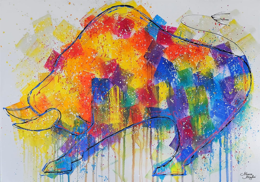 Monica Mirafiori I 100% HANDGEMALT I Gemälde Stier 90x60cm | Gemälde Handgemalt | Acrylgemälde | Seh