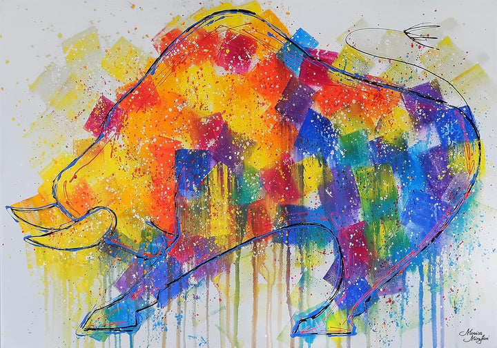 Monica Mirafiori I 100% HANDGEMALT I Gemälde Stier 90x60cm | Gemälde Handgemalt | Acrylgemälde | Seh