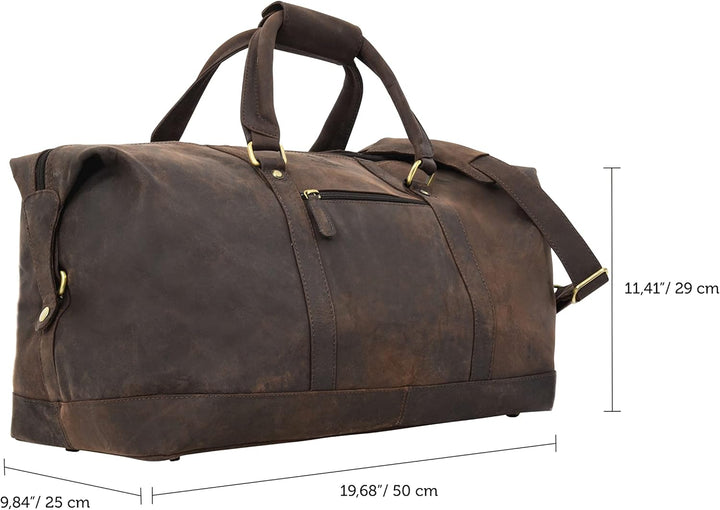 Gusti Reisetasche Leder - Ruben Damen und Herren Reisetasche Sporttasche Handgepäck Umhängetasche Le