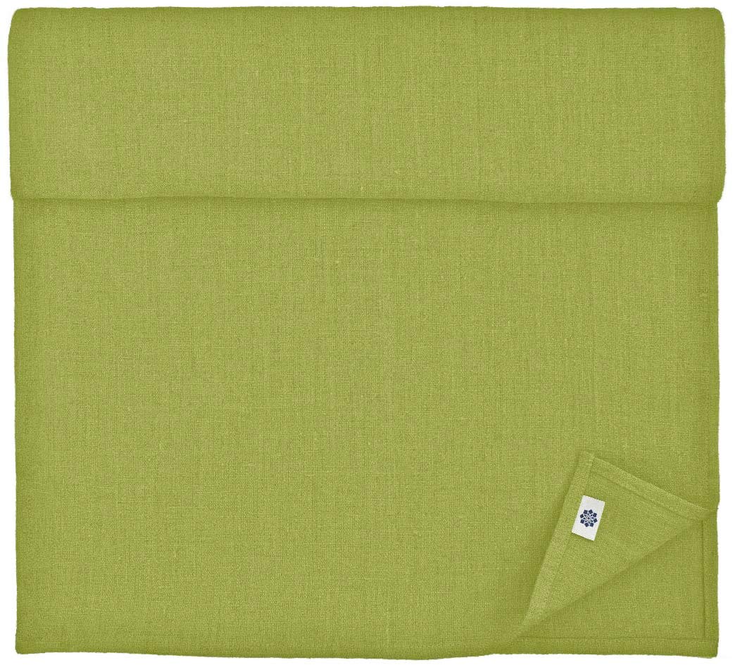 Linen & Cotton Tischläufer Stoff Tischband Tischdeko Hygge 100% Leinen, Grün (40 x 350 cm) Lang Läuf