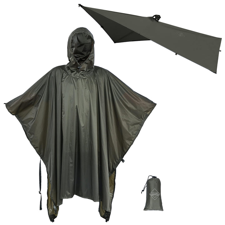 onewind Rucksack Regen Poncho Ultraleichte Kapuze Regenmantel M Olive Grün-250cm*142cm, M Olive Grün