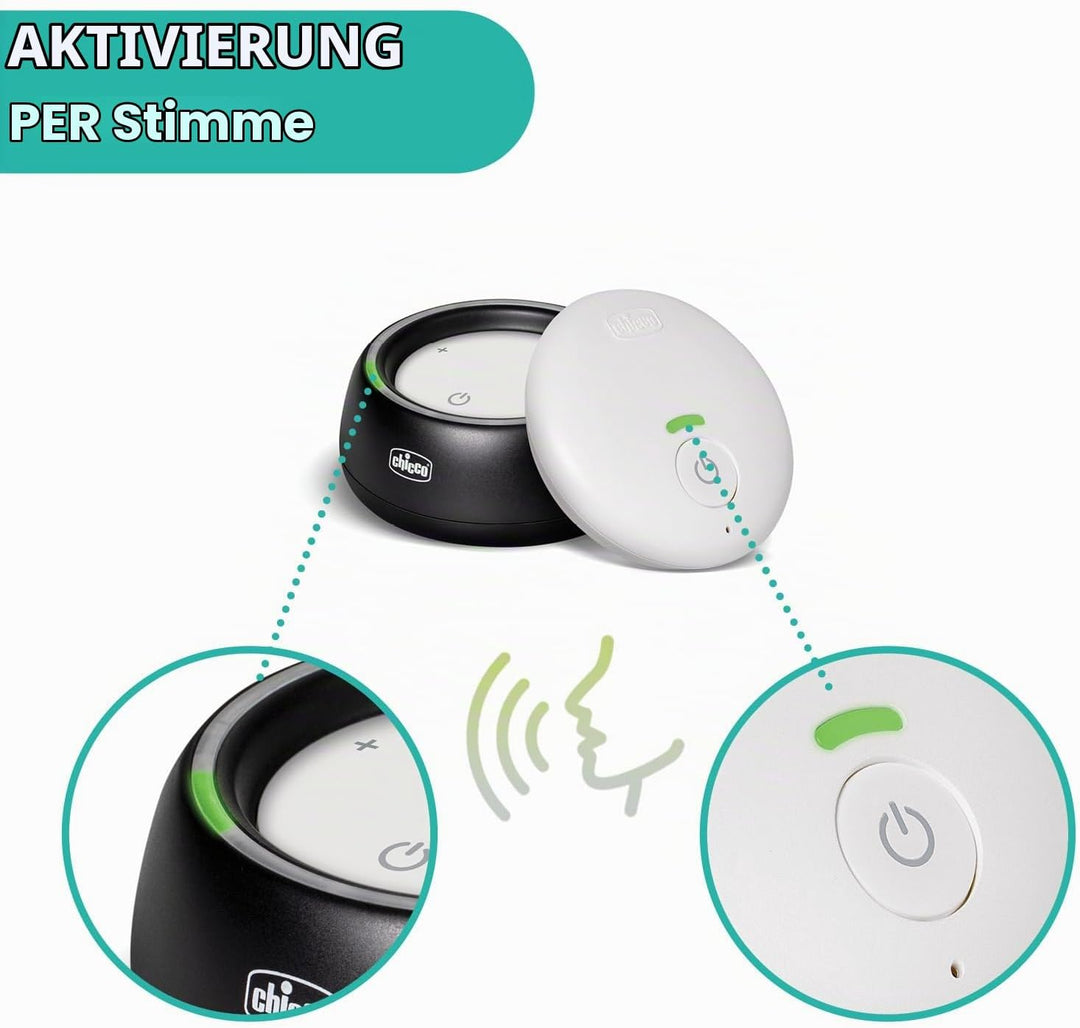 Chicco Audio Babyfon für Kleinkinder mit DECT-Technologie und Bunten LED-Lampen, Baby Monitor 300 m