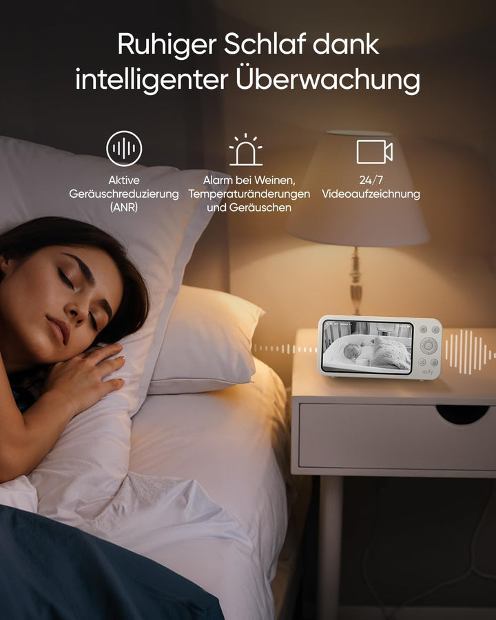eufy Babyphone mit Kamera E20, App- & Offline-Steuerung, 2K HD, Ultraklare Nachtsicht, Schwenk-Neige