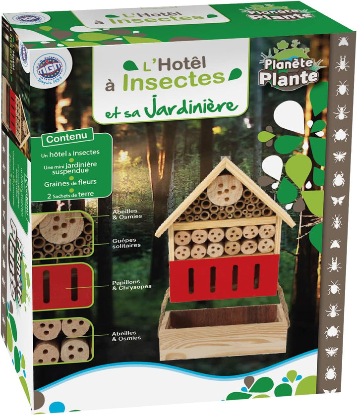 Insektenhotel mit Blumenkasten und Pflanzensamen - Entdeckungs- und Naturset - 170031 - Holz - Garte