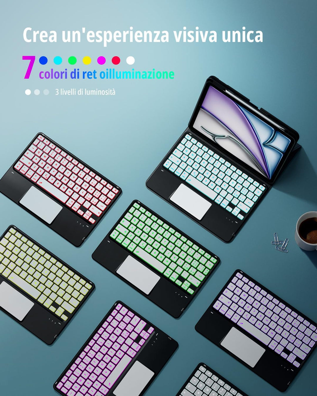 CACOE Tastatur Hülle Kompatibel mit iPad Air 7 Generation 2025 M3 11 Zoll/Air 6/5/4 Generation 2024/