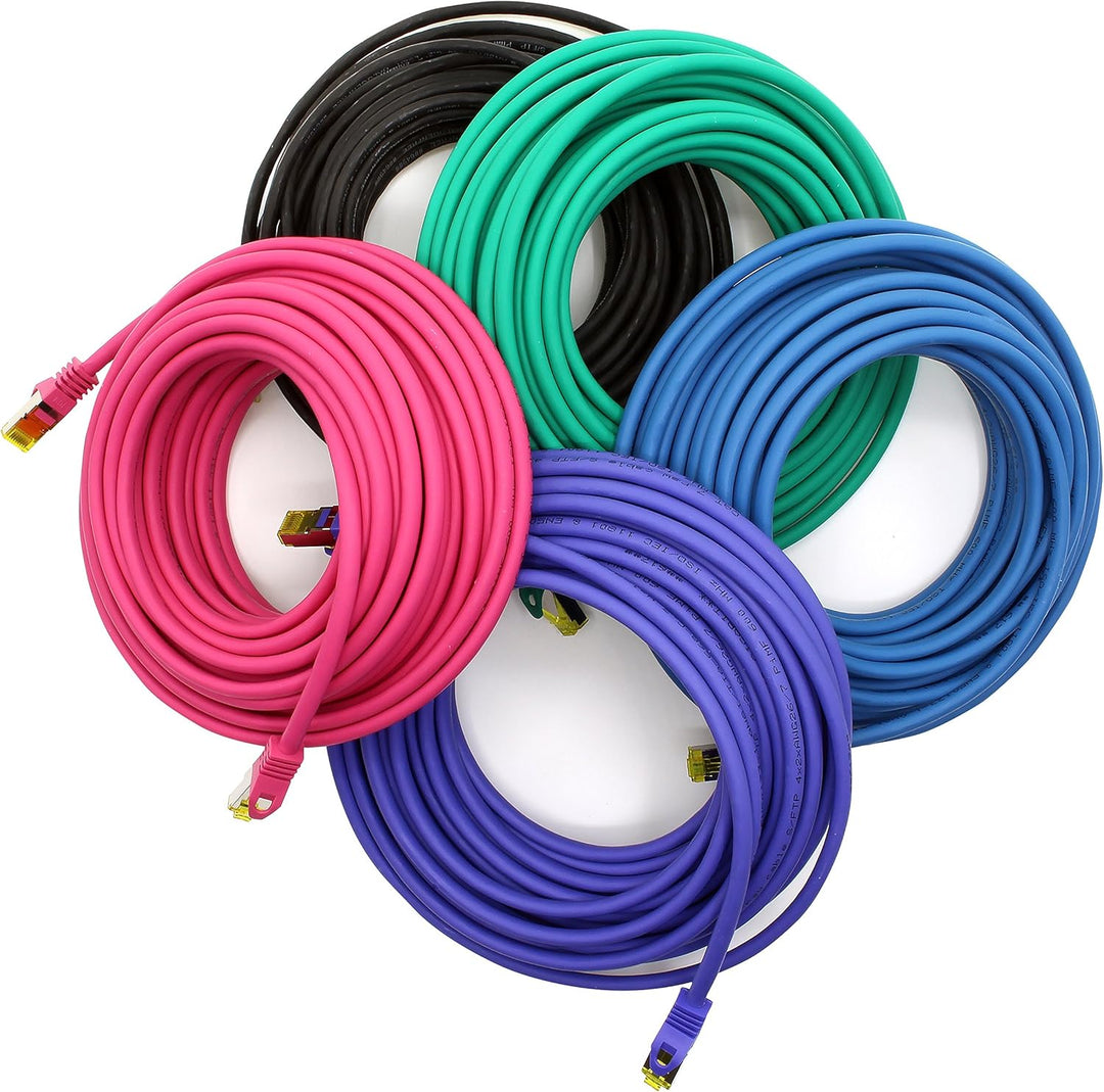 1aTTack.de Cat.7 Netzwerkkabel 1,5m 5 Farben 5 Stück Cat7 Ethernetkabel Netzwerk LAN Kabel Rohkabel