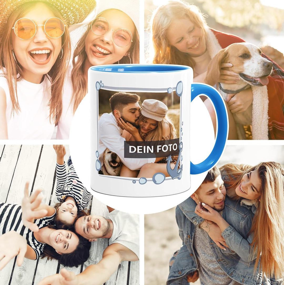 personalisierte Fototasse mit eigenem Foto persönliches Geschenk mit Bild selbst gestalten Rahmen He