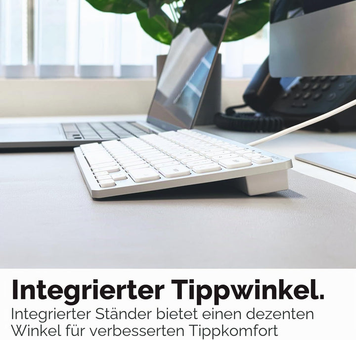 Macally SLIMKEYCA, kompakte USB -A-Tastatur für Mac, US QWERTY Tasten-Layout Silber, Silber