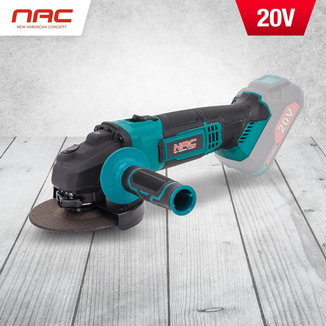 NAC NEW AMERICAN CONCEPT AGE-125-LI-20V NAC Winkelschleifer 20V 125mm 10 000rpm ohne Akku, Grün Nur
