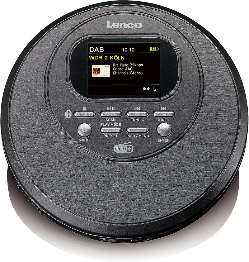 Lenco CD-500 Tragbarer CD-Player - Diskman - Bluetooth Walkman - DAB+ Radio - Anti-shock - Hörbuchfu