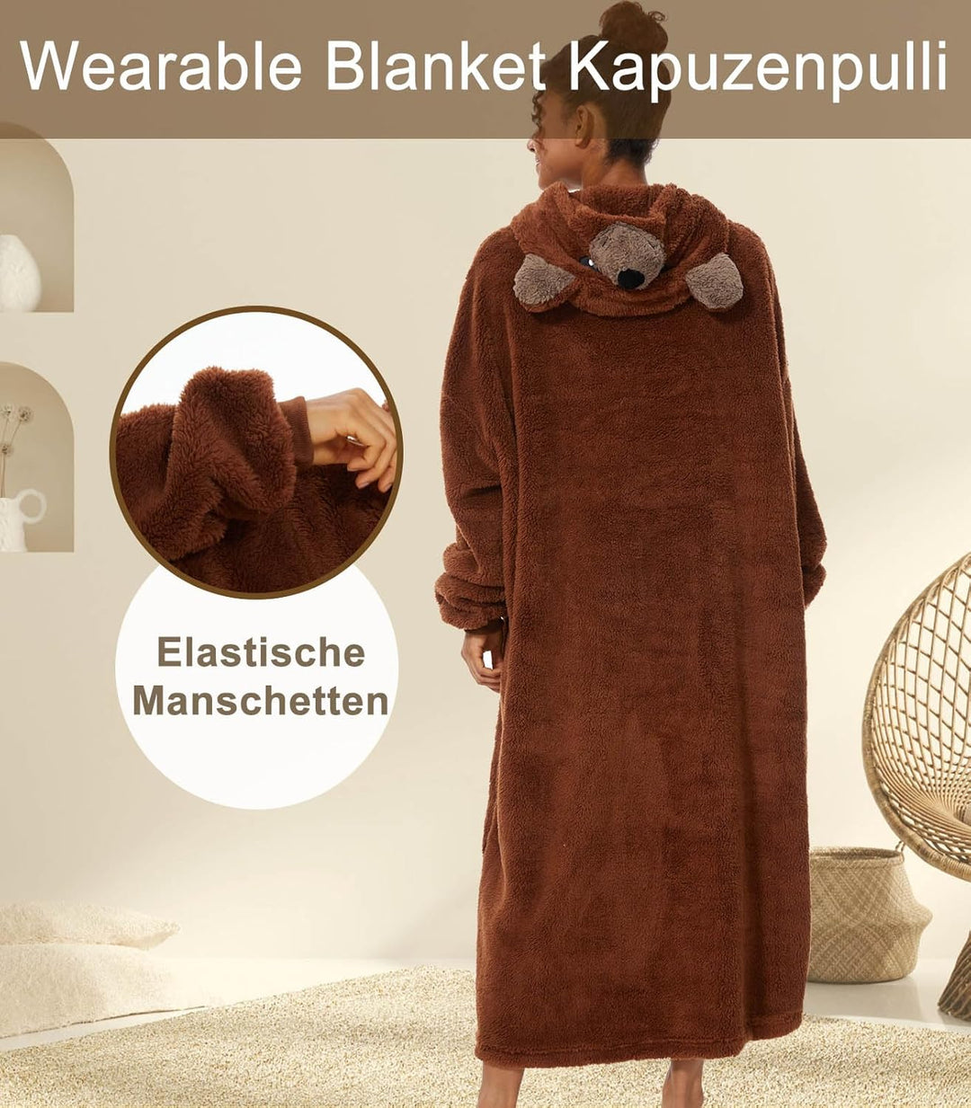 LATH.PIN Übergrosse Decke Hoodie Sweatshirt Oversized Kapuzenpullover Hooded Blanket Warme Plüsch Pu