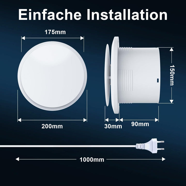 SBONNI Badlüfter 150mm - Geräuscharmer Badezimmerlüfter - 310m³/h Abluftventilator, Badlüfter mit Na
