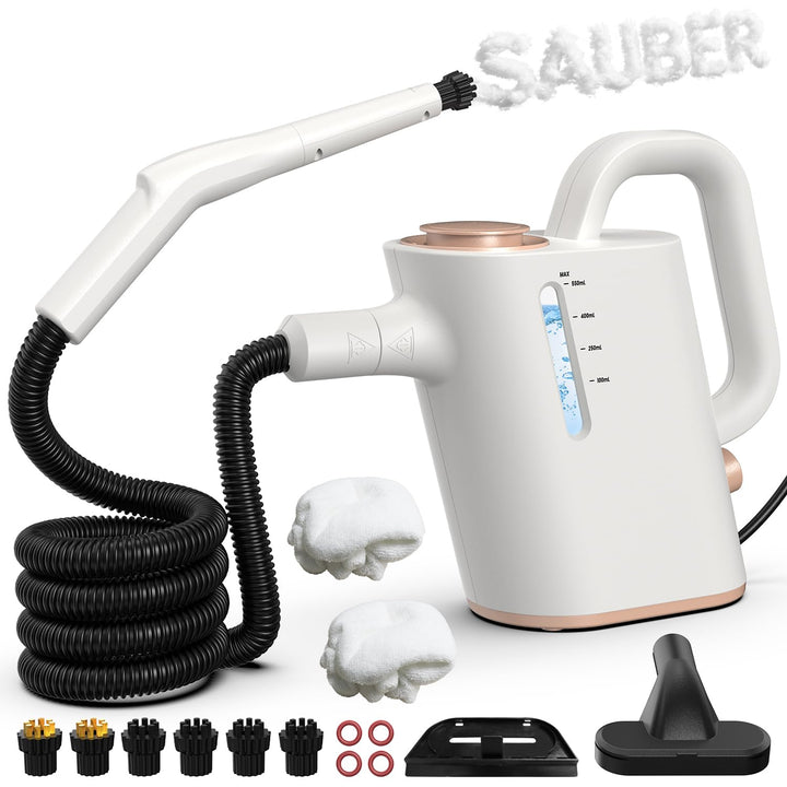 Dampfreiniger Handgerät, 15 Sek. Aufheizzeit, 550 ml Wassertank | 16 Zubehörteile, regulierbarer Dam