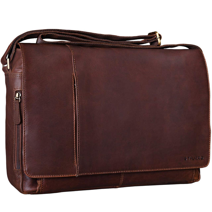 STILORD Vintage Umhängetasche Leder gross für Herren Damen 15.6 Zoll Laptoptasche Unitasche Bürotasc