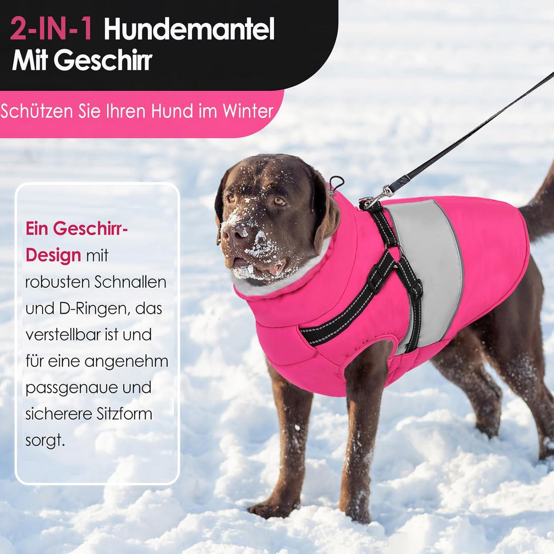 AOFITEE Hundemantel Winter, Wasserdicht Warme Hundejacke Wintermantel für Grosse Hunde, Reflektieren