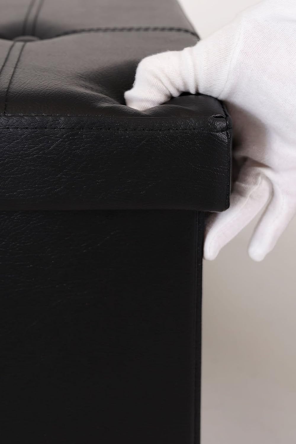 dibea Sitzbank mit Klappdeckel 76x38x38 cm, Kunstleder schwarz, Kunstleder Schwarz