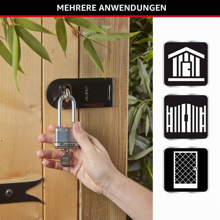 MASTER LOCK Hochsicherheits Vorhängeschloss [Schloss mit Schlüssel] [Laminiertem Stahl] [Wetterfest]