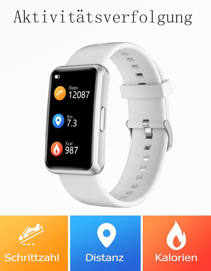 HUAKUA Schrittzähler Uhr (Ohne app und Handy) 1,47 Zoll Touchscreen Einfach Smartwatch Fitness Track