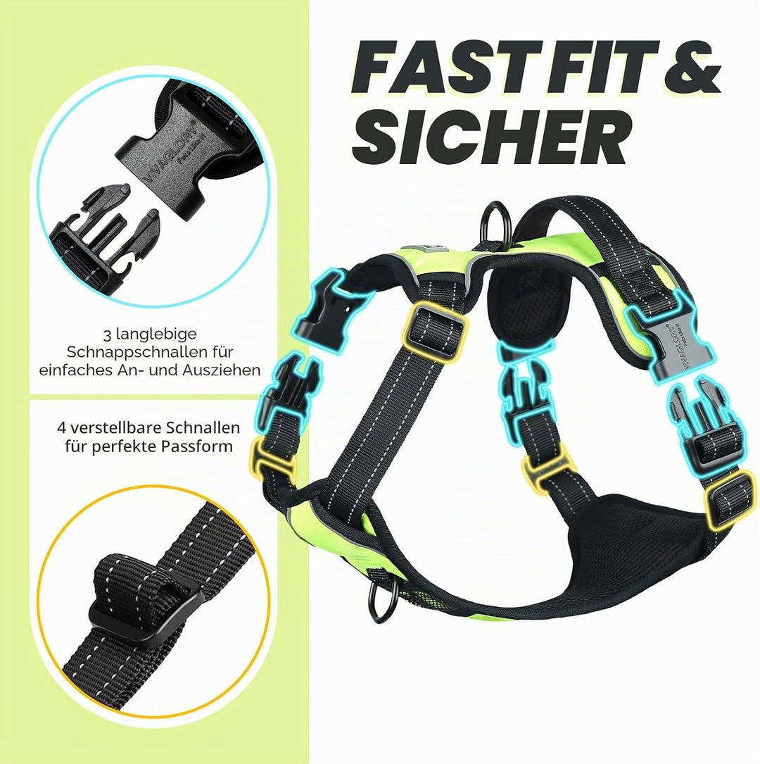 VIVAGLORY Easewalk Hundegeschirr, Anti Zug Hundegeschirr für Training &amp; Spazieren, Anti Zieh Geschir