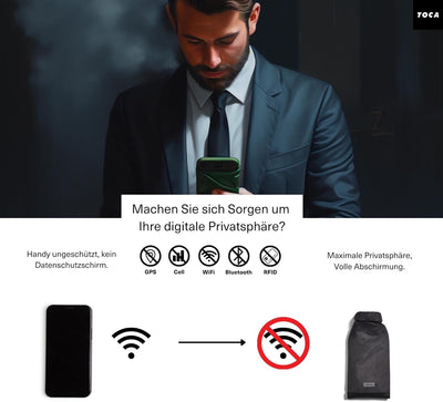 TOCA No Signal Sleeve - RFID-Blocker & Anti-Tracking Faraday-Tasche, Datenschutz Handy-Hülle, Laptop