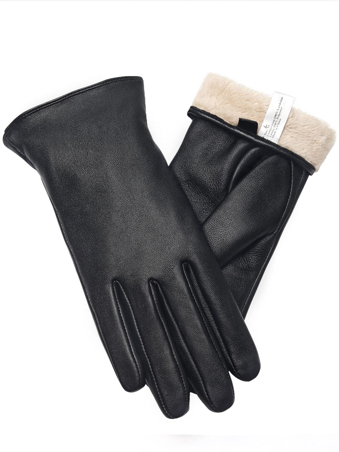 vislivin Vollhand Touchscreen-Handschuhe für Damen Leder Handschuhe Warmer Winter SMS Autofahren Han