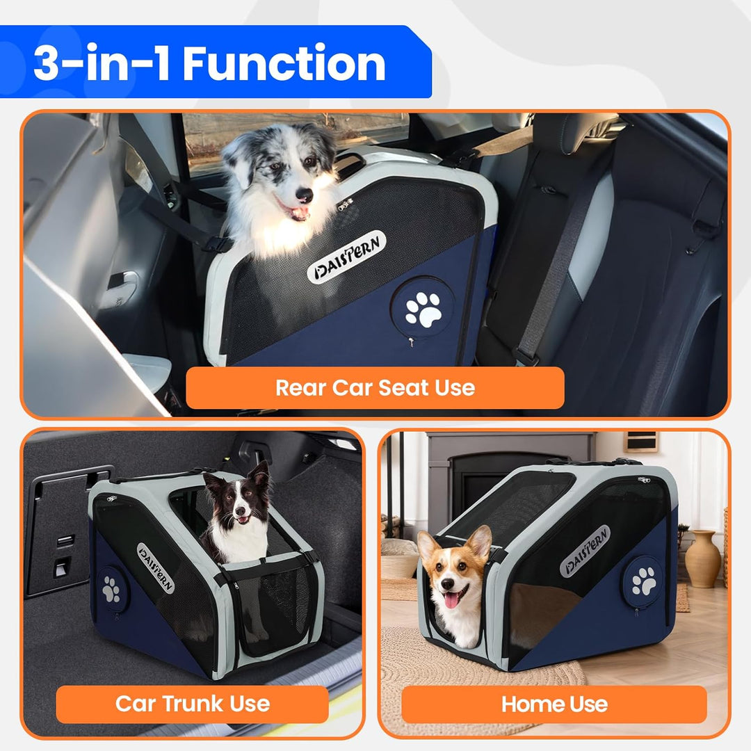 Faltbare Hunde Transportbox für Auto & Reisen, Tragbare Softbox für kleine & mittelgrosse Hunde, 1-M