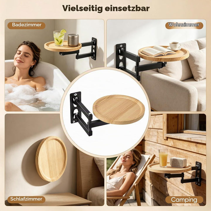 Runder Klapptisch Wand, Klappbar Wandtisch 30cm Kleine Wandmontierter Ausziehbar Rund Tisch Wandtisc