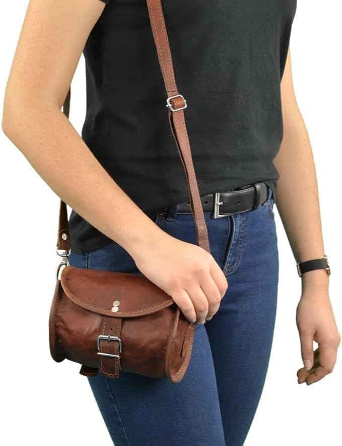 american blue Leder Fahrradtasche Lenkertasche Satteltasche Umhängetasche Leder Vintage Braun