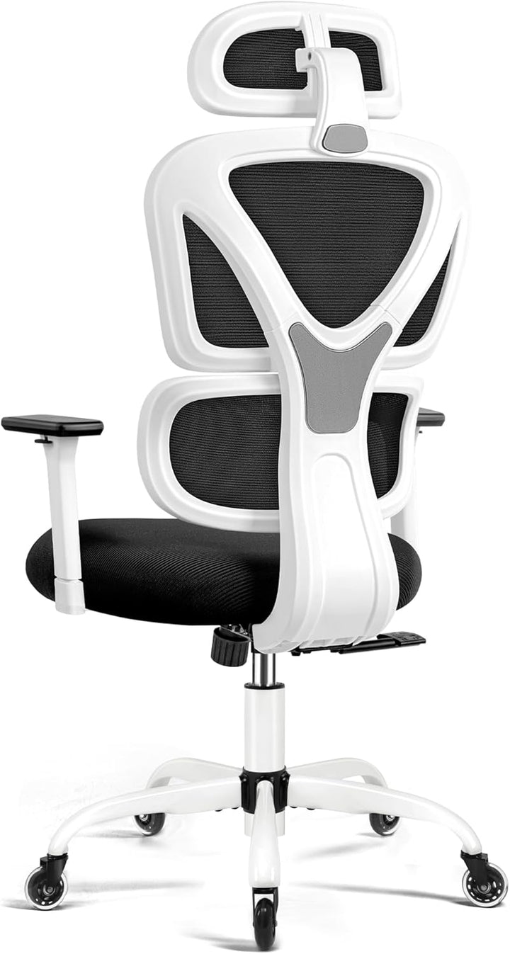 KERDOM Bürostuhl Ergonomischer Schreibtischstuhl,mit Verstellbarer Kopfstütze, Armlehnen, Lendenwirb