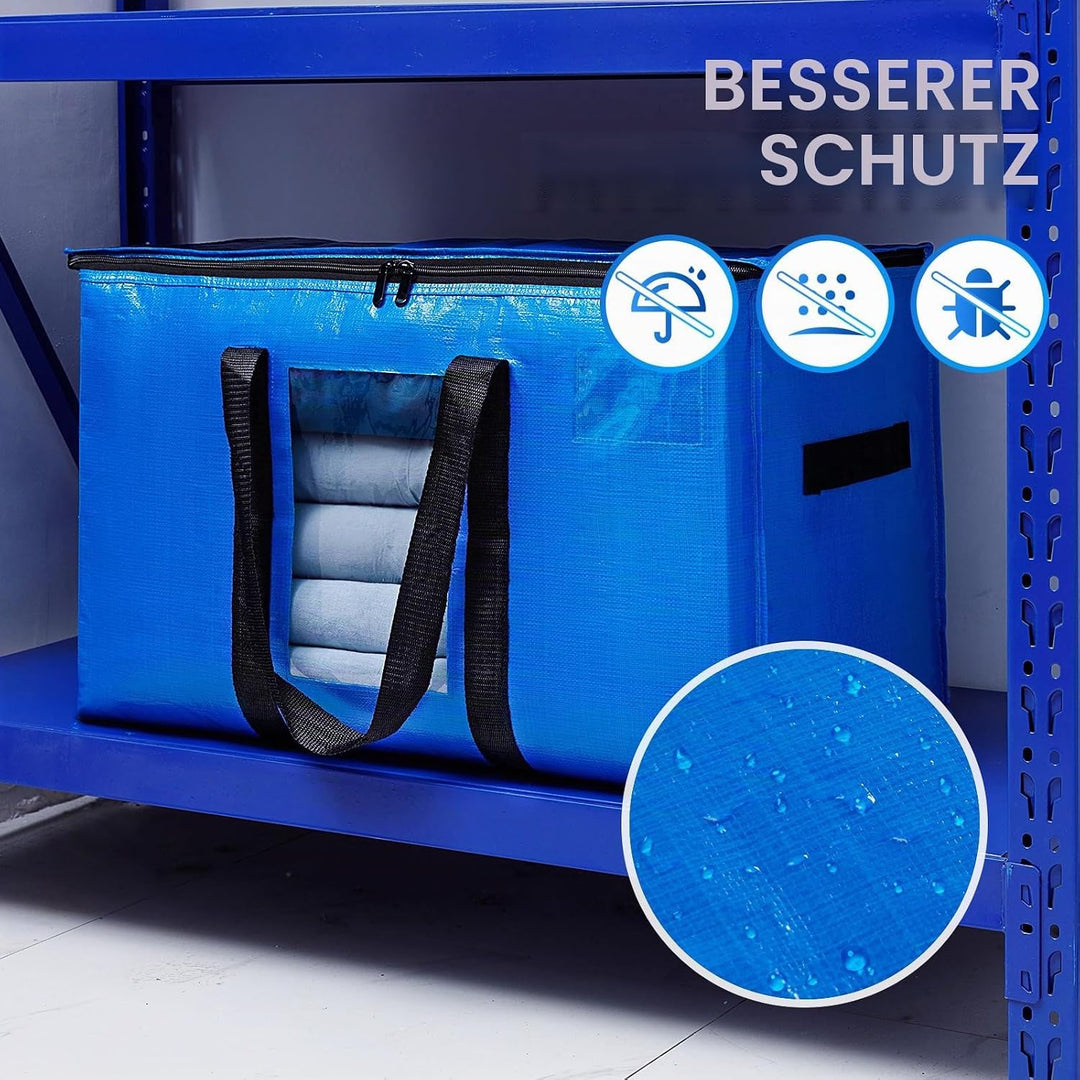 TAILI Extra Grosse Umzugstasche, 2 PCS Aufbewahrungstaschen mit Reissverschluss, Robuste blau zur Au