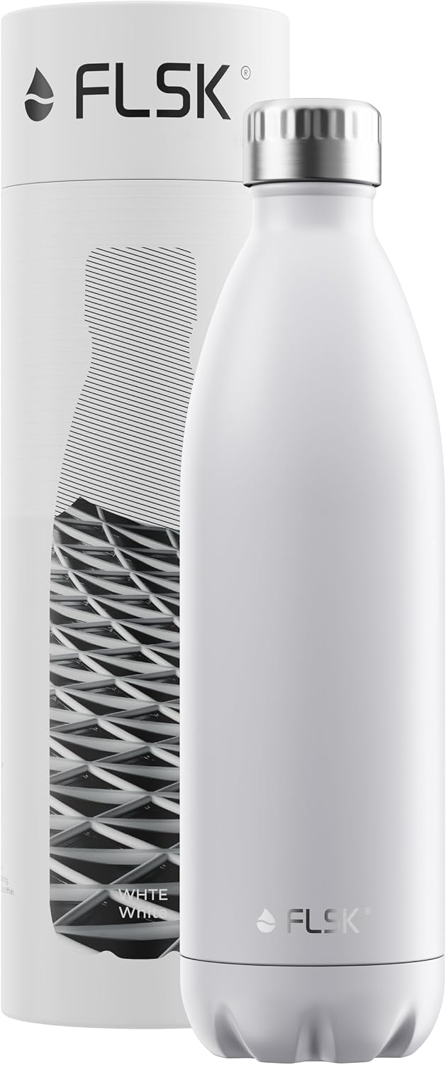 FLSK Edelstahl Trinkflasche (350ml, 500ml, 750ml, 1000ml) • Thermosflasche für Warm- &amp; Kaltgetränke