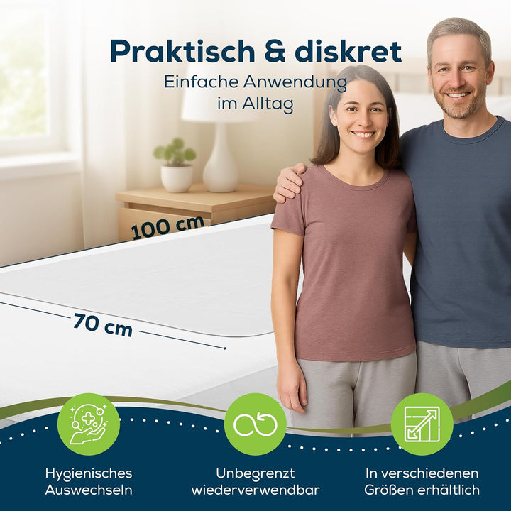 Sensalou Matratzen Auflage 70x100 cm - 2 Stück wasserdicht, waschbar - Inkontinenz Matratzenschutz U