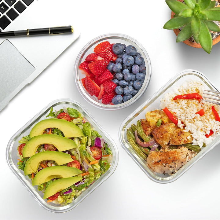 Zulay 12er-Set Glas-Frischhaltedosen für Meal Prep, Tupperdosen Set aus Glas mit luftdichten Deckeln