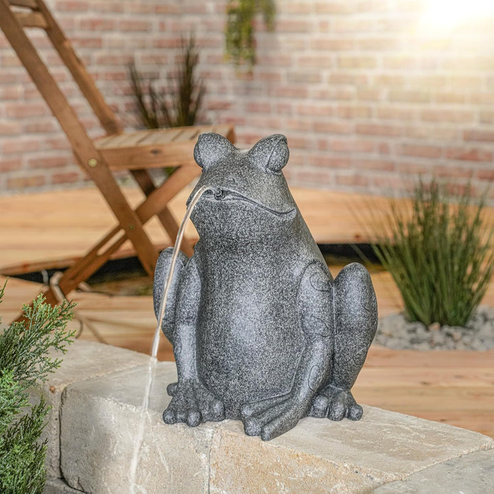 Esotec Wasserspeier-Figur sitzender Frosch, Teichfigur, Gartenstatue, Gartenfigur, Springbrunnen, Wa