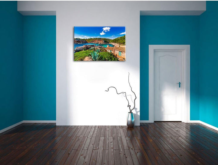 Pixxprint Ferienhaus an der Küste als Leinwandbild/Grösse: 100x70 cm/Wandbild/Kunstdruck/fertig besp