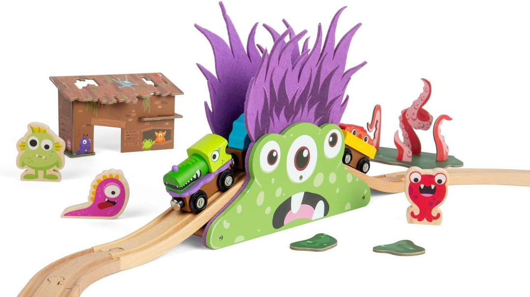 Bigjigs Rail Monster Bridge - Themed Wooden Train Set Accessory For Children, Kids Trains & Accessor