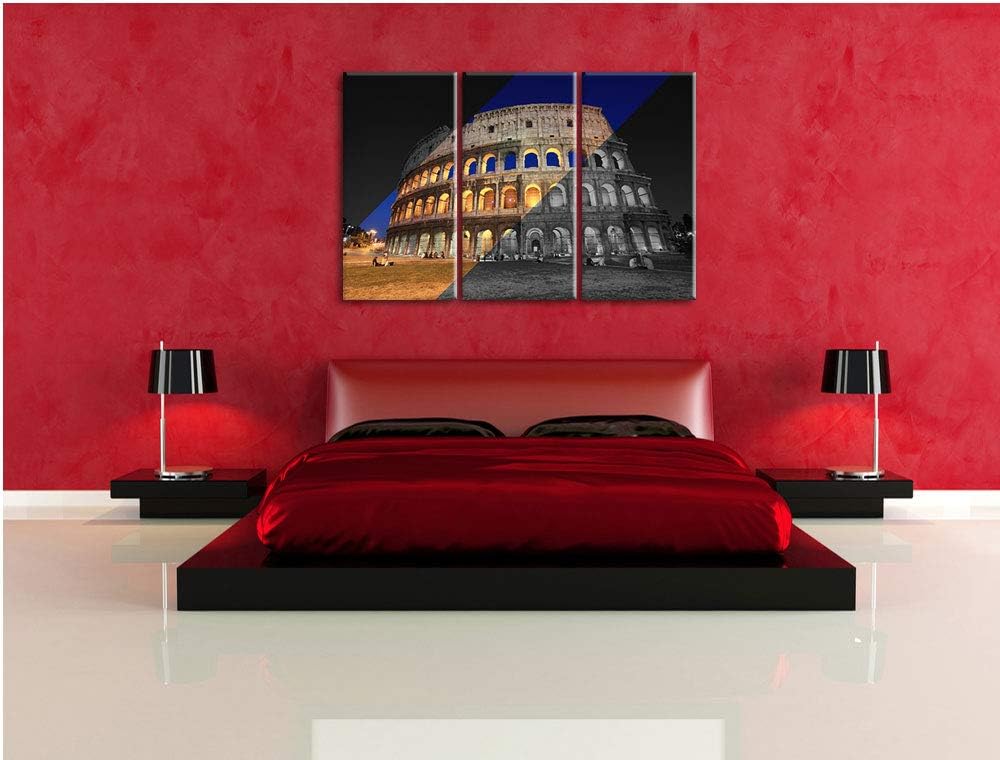Pixxprint Colosseum in Rom Italien als Leinwandbild | Grösse: 3 Teilig (120x80) | Wandbild| Kunstdru