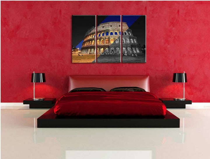 Pixxprint Colosseum in Rom Italien als Leinwandbild | Grösse: 3 Teilig (120x80) | Wandbild| Kunstdru