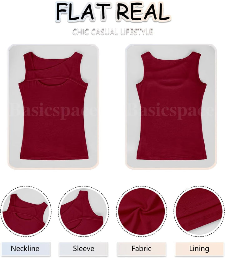 Basicspace Damen Ausschnitt Design Top Frühling Sommer Vielseitige Weste Schlanke Gerippte Weste, XX