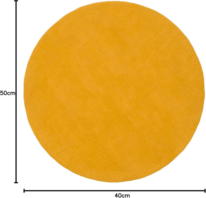 myfelt Klara Filzteppich — Ø 50 cm, ideal für Schlaf-, Wohn-, Kinderzimmer, Flur & Bad Gelb 50cm Ø,