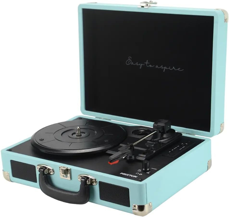 Plattenspieler mit Lautsprecher PRIXTON VC400, Schallplattenspieler mit Bluetooth und Encoding-Funkt